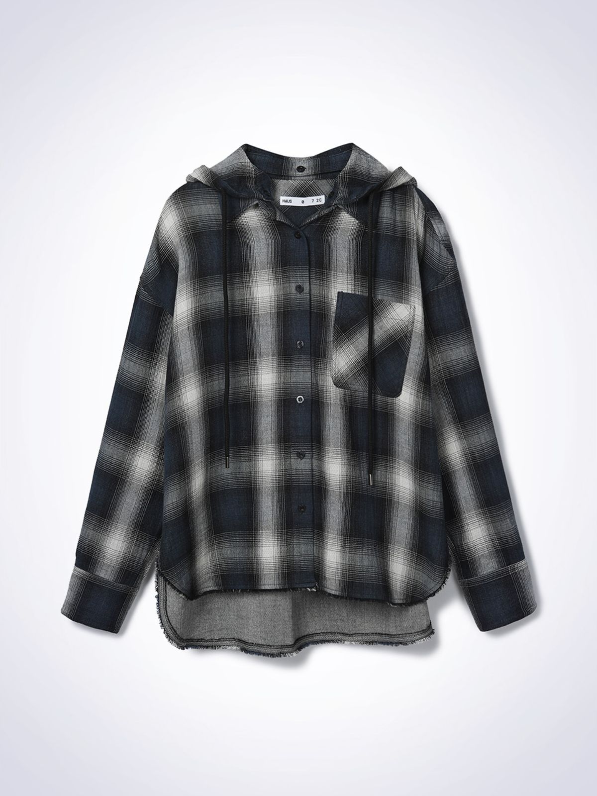 하우스공칠이씨(HAUS072C) CONNIE HOODIE CHECK SHIRT NAVY PT