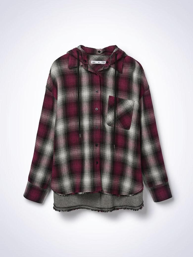 CONNIE HOODIE CHECK SHIRT RED PT
