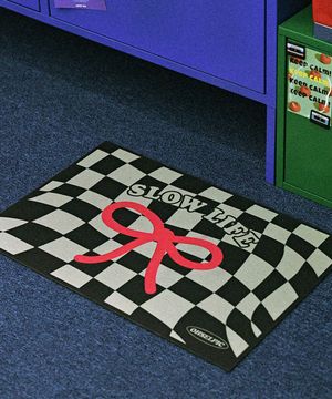 체커보드 규조토 발매트_핑크리본