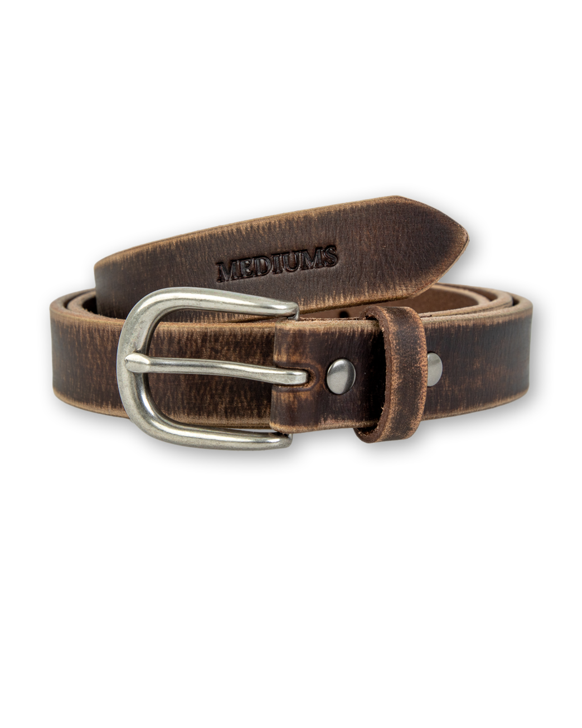 미디엄스(MEDIUMS) Distressed Full-Grain Leather Belt (디스트레스드 풀 그레인 레더 벨트)
