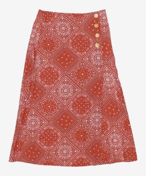 브릭 리넨 블렌디드 반다나 패턴 미디 스커트 (111527AY2C) S