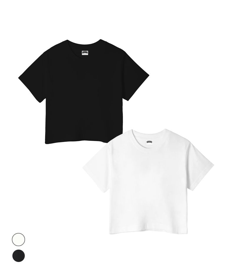 [SET]우먼 20수 무지 크롭 반팔티셔츠 2팩