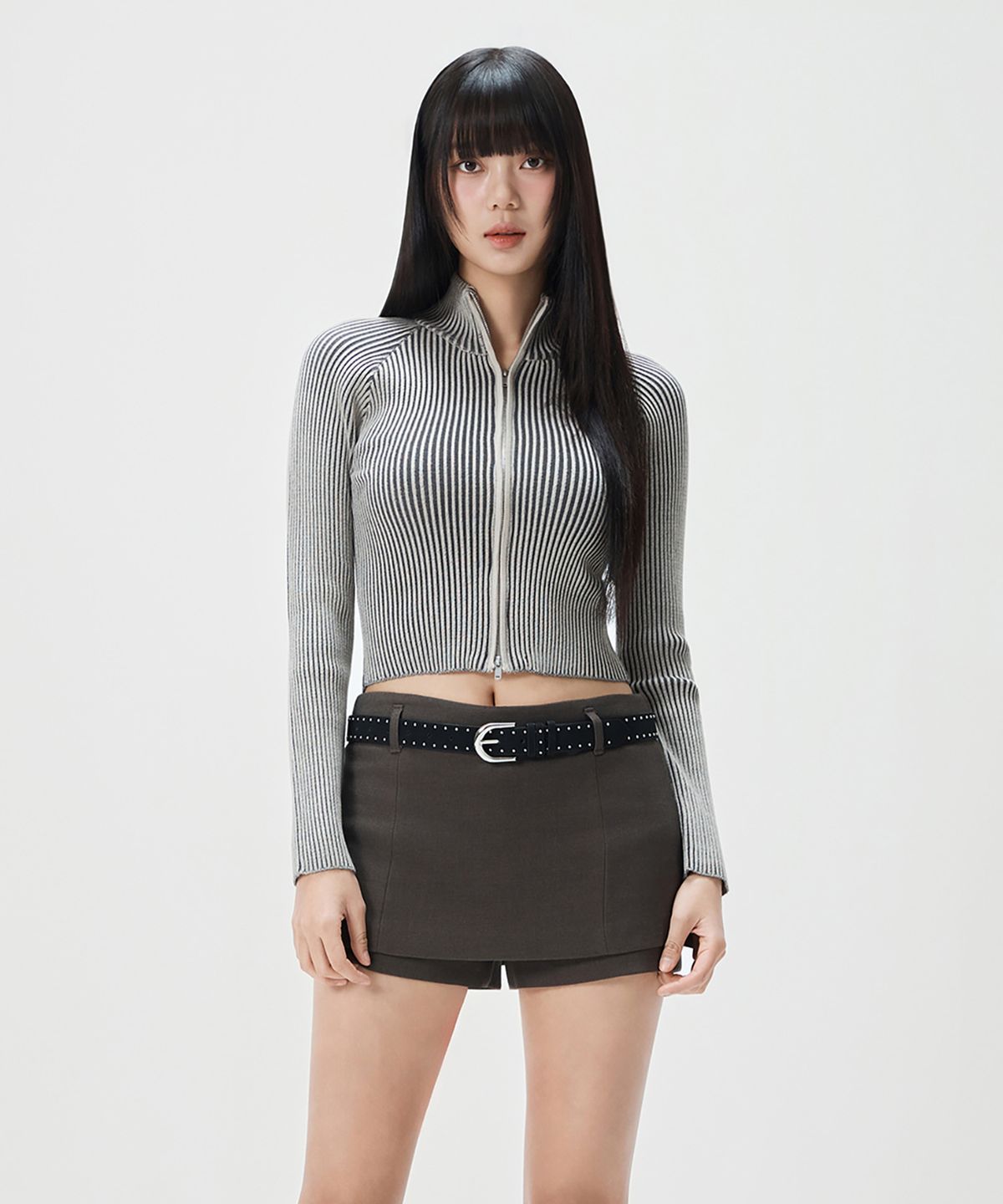 미쏘(MIXXO) 골지 투톤 니트 집업 RE CKFT17T_MIWCKG16QT