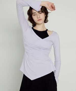 여성요가복 DEVI-T0141-라벤더 필라테스 언밸런스 랩 롱슬리브