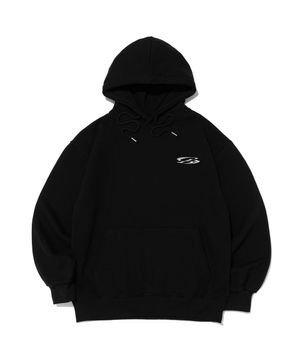 (빅사이즈) 스몰 서클 로고 오버핏 후드티셔츠 (블랙)