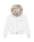 Belted Fur Hoodie Zip-up - White