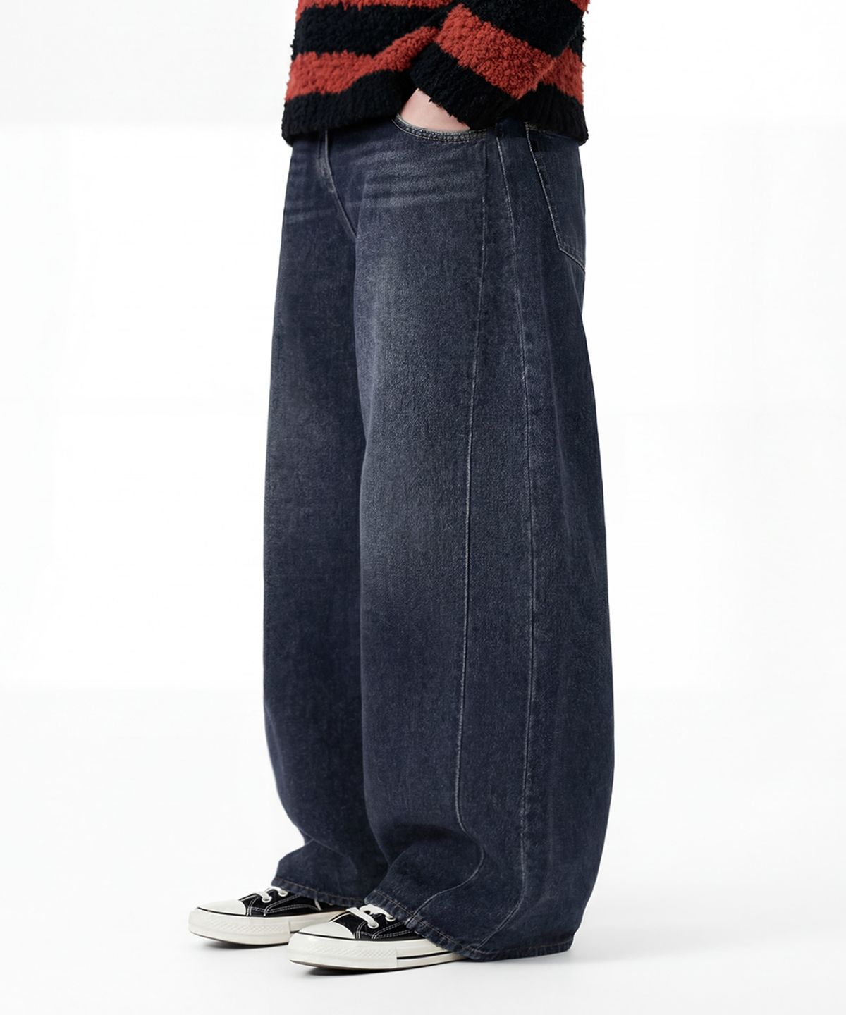 엔티이티(NTET) Vintage side pintuck denim pants (dark blue)