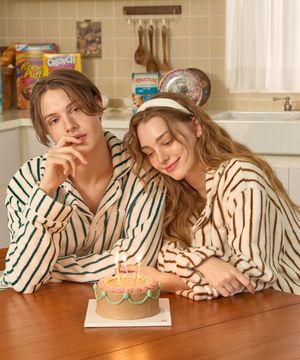 (uni) 스트라이프 극세사 파자마 세트 3Size 찰스브라운