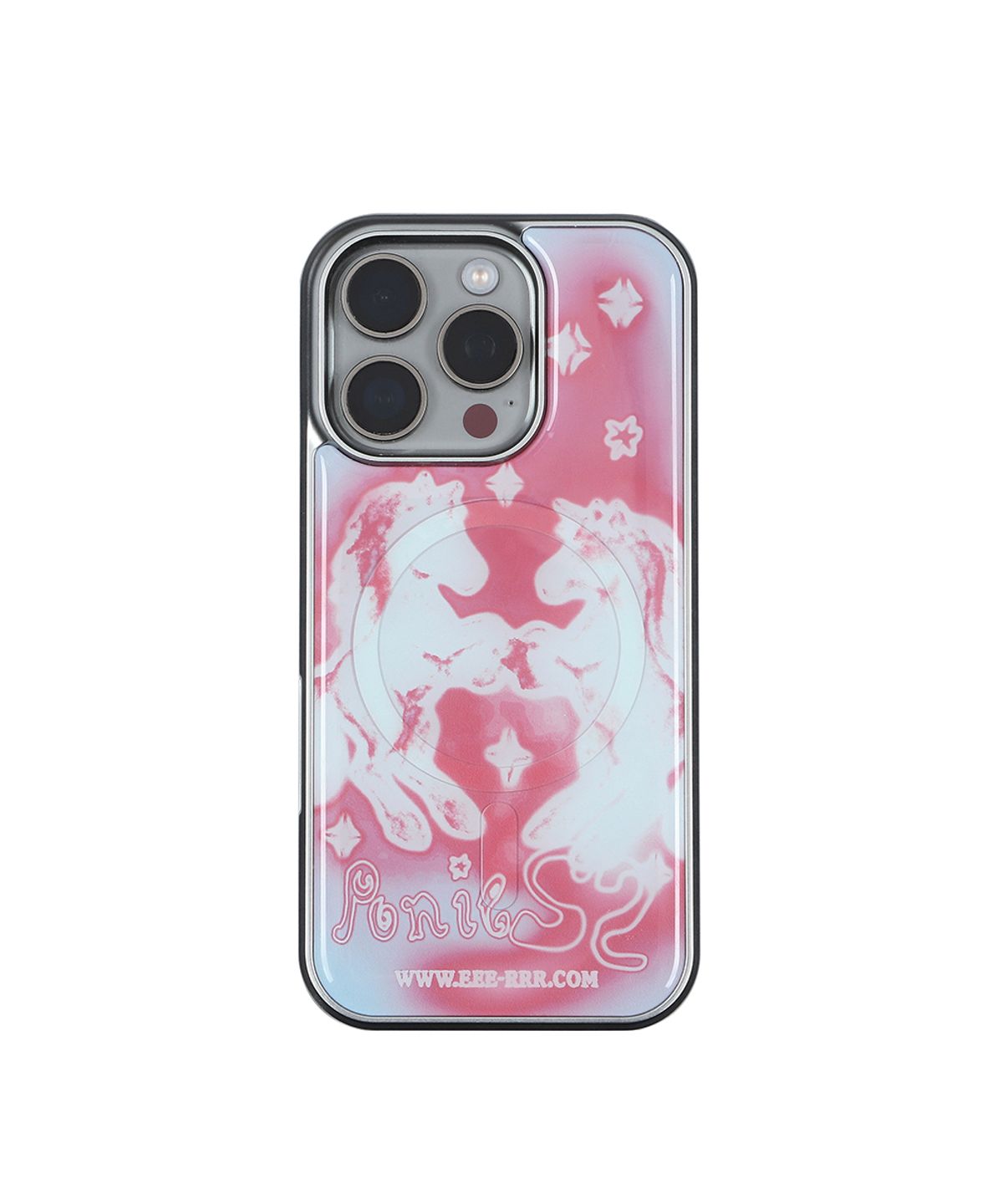 이이이알알알(EEERRR) Go pony artwork epoxy silver magsafe iphone case (Pink)