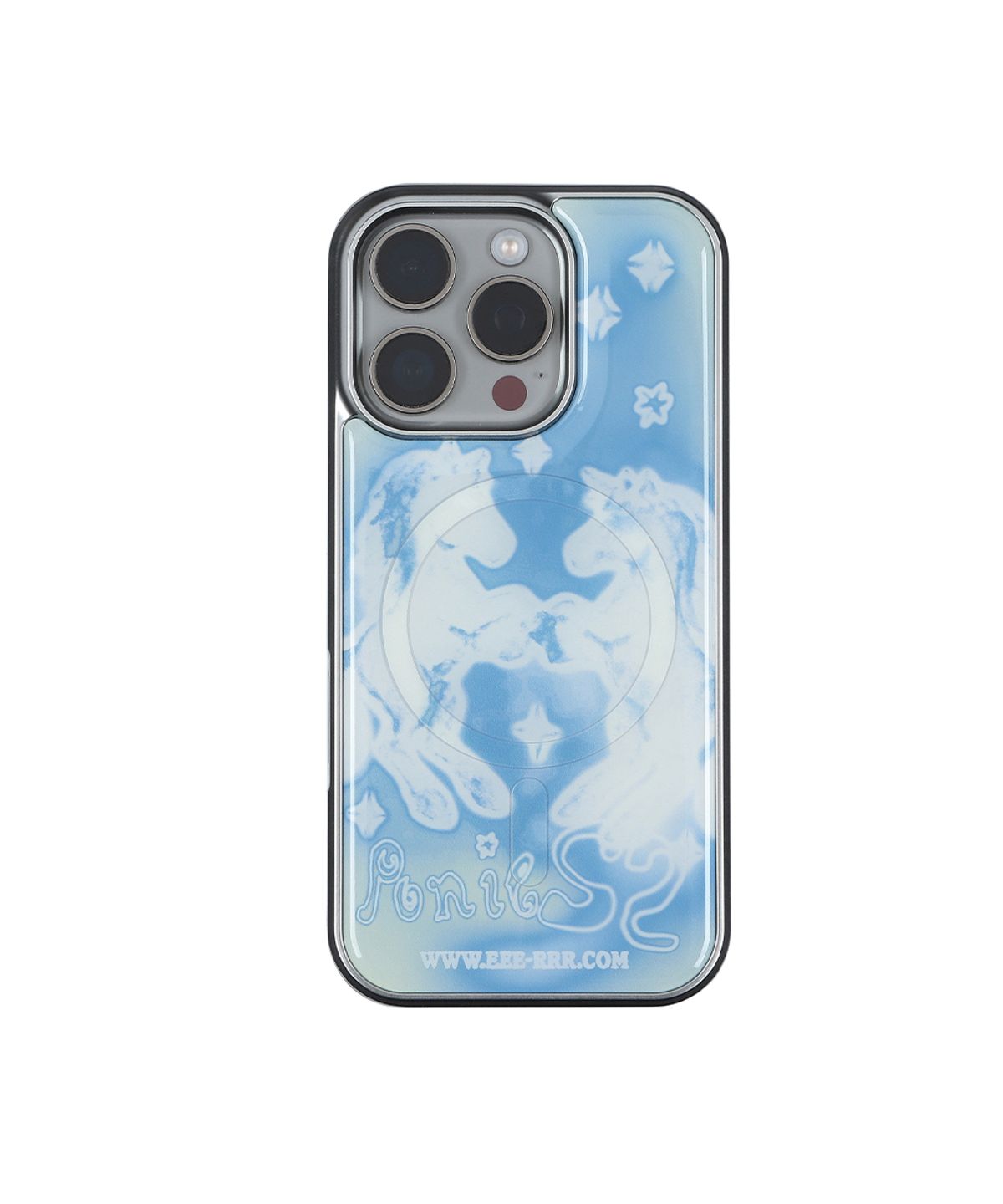 이이이알알알(EEERRR) Go pony artwork epoxy silver magsafe iphone case (Blue)