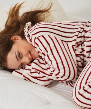 (uni) 스트라이프 극세사 파자마 세트 3Size 번레드