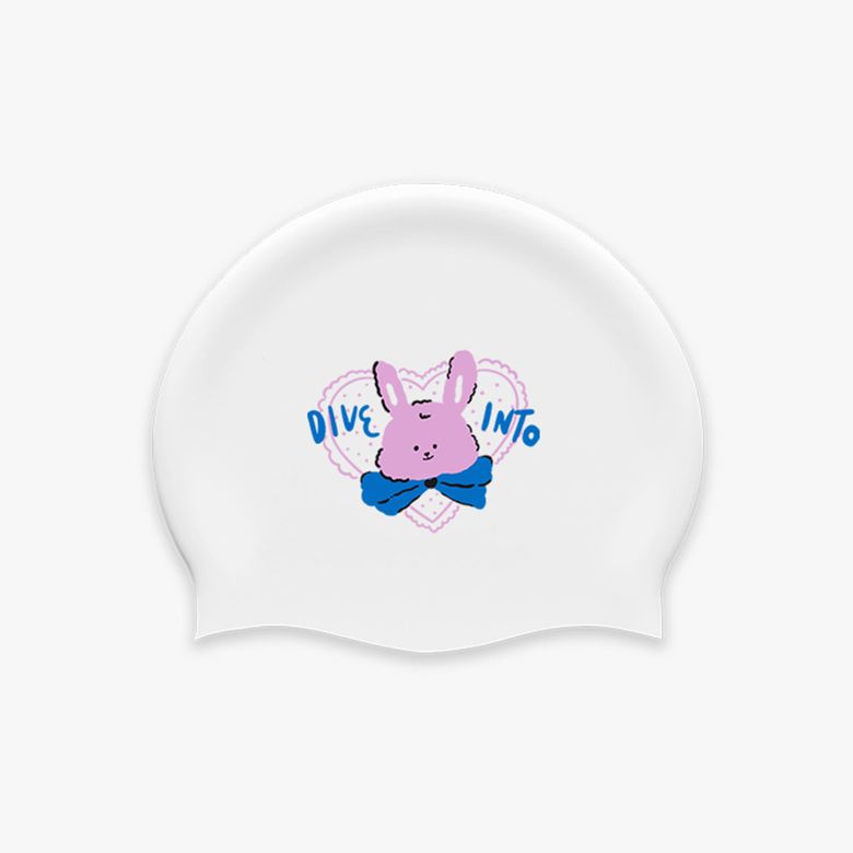 레이스 토끼 보라 수영모자