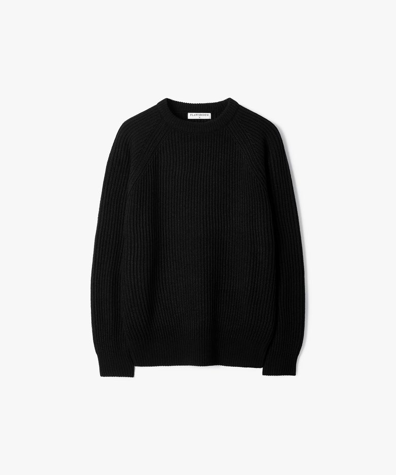 Essential Crop Reglan Knit  BLACK