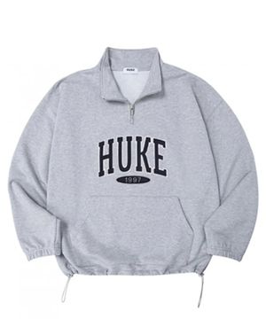 로고 그레이 반집업 맨투맨