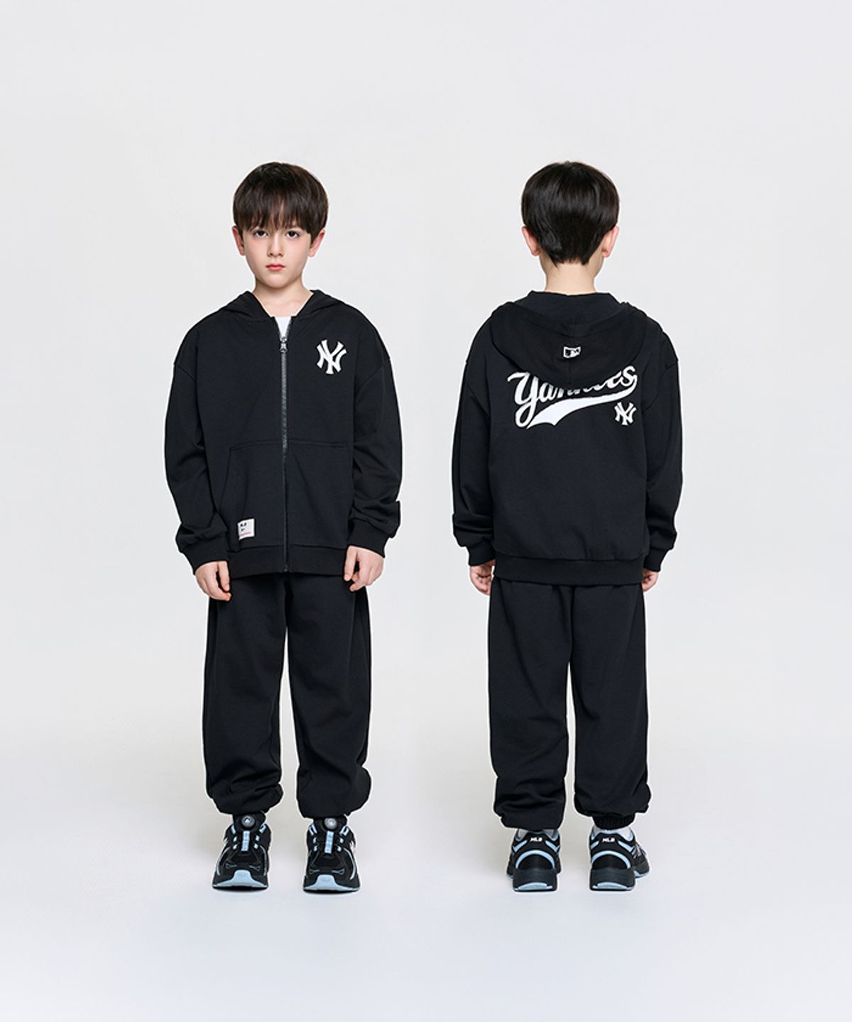 엠엘비 키즈(MLB KIDS) 스포티브 베이직 후드 집업 세트 NY (Black)