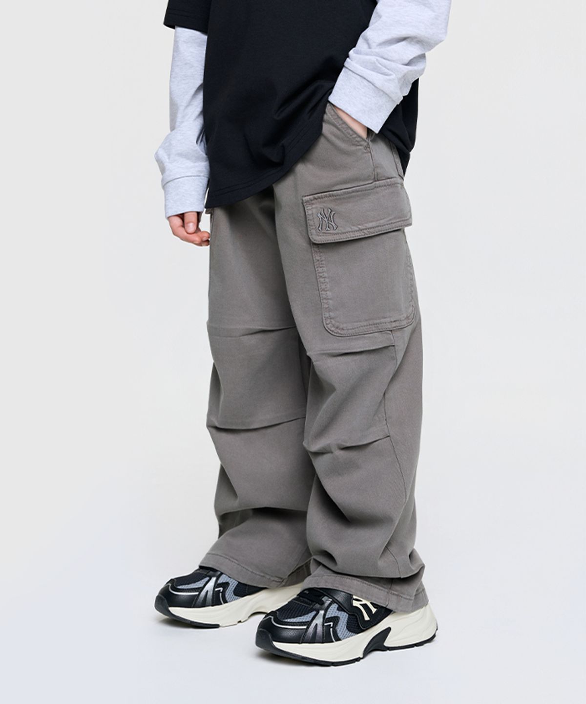 엠엘비 키즈(MLB KIDS) 베이직 와이드 카고 데님 팬츠 NY (Khaki)