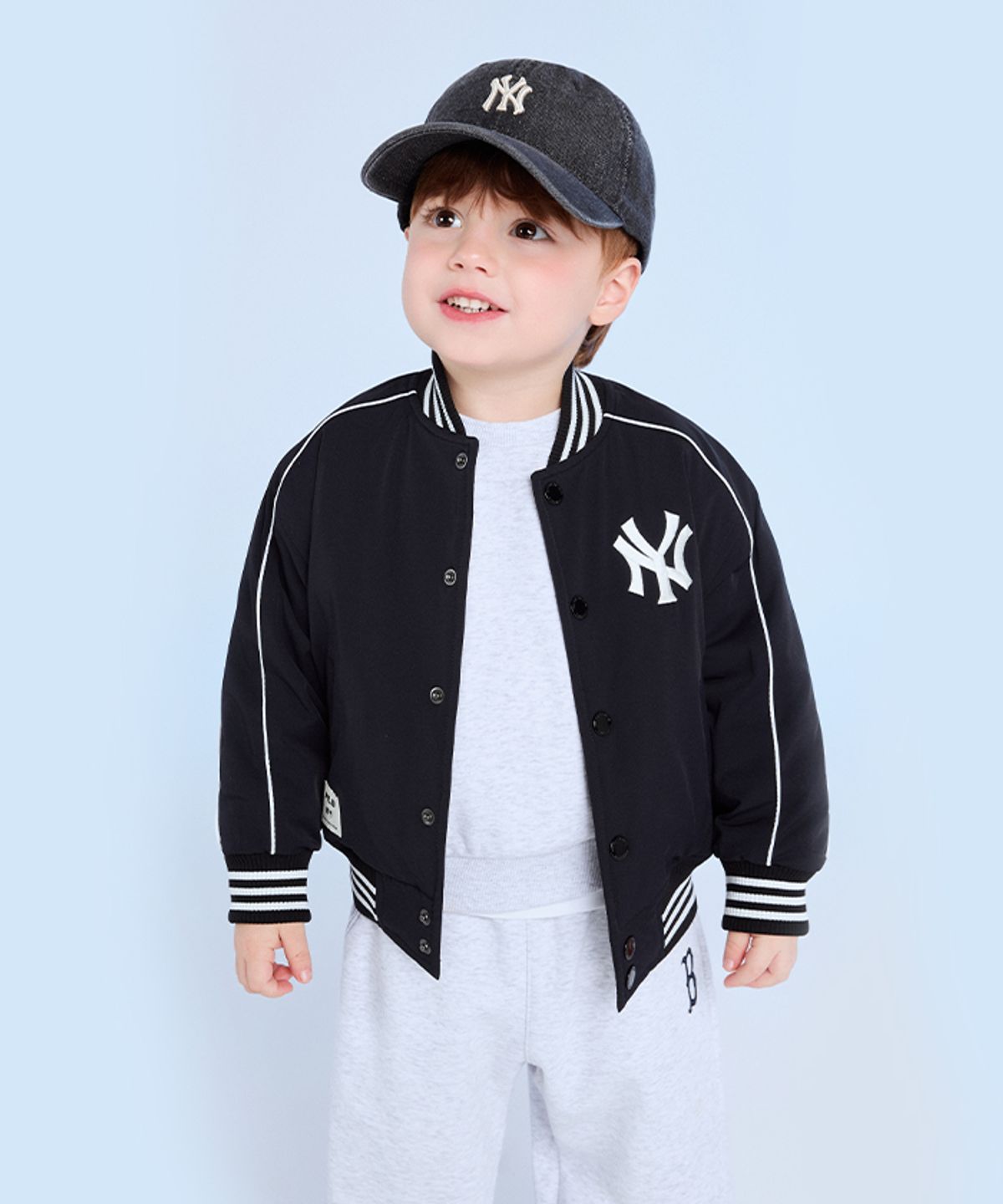 엠엘비 키즈(MLB KIDS) 스포티브 컬시브 나일론 패딩 점퍼 NY (Black)