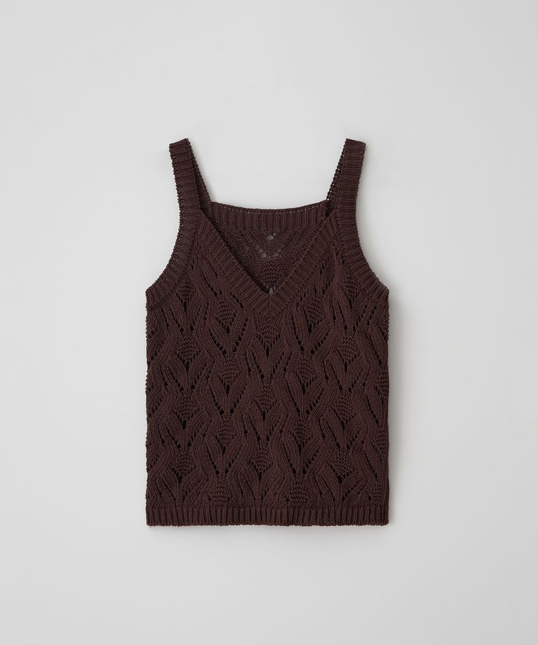 Crochet Sleeveless Knit(Brown)