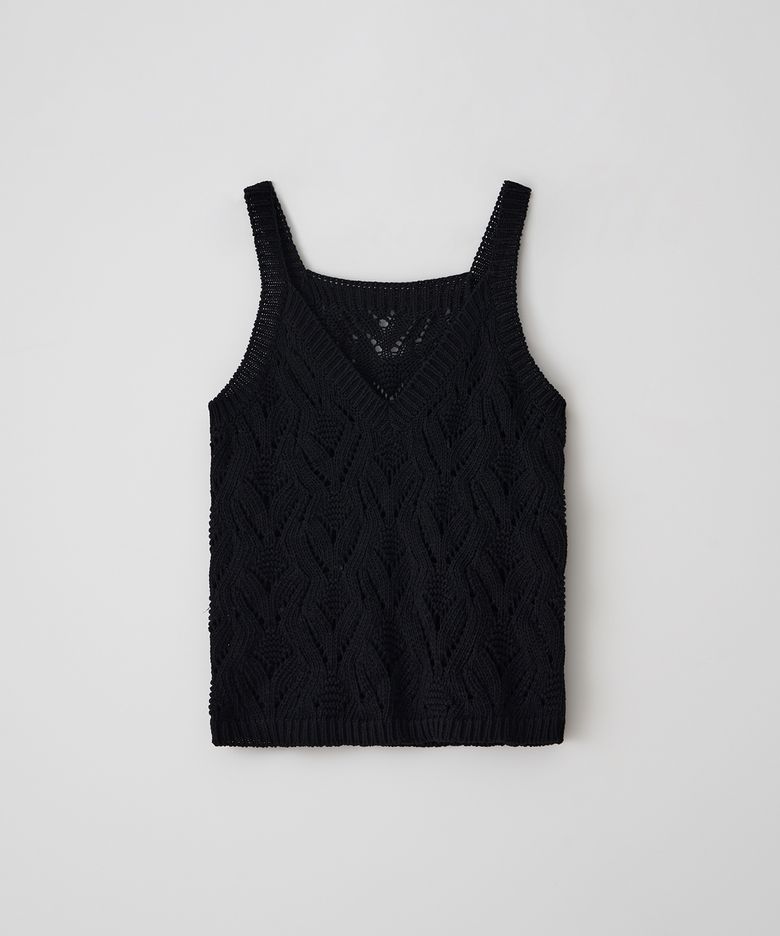Crochet Sleeveless Knit(Black)