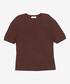 코튼모달 미니멀 와플 하프니트 [브라운] XL