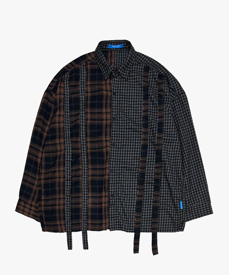 더블체크 디컨 셔츠_brown