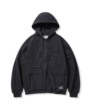 코튼 후드 집업-차콜