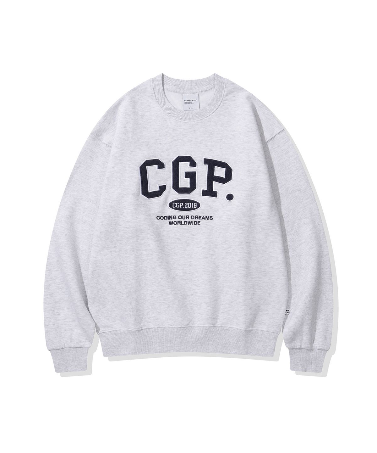 코드그라피(CGP) [24년 기모 VER.] CGP 아치 로고 맨투맨-멜란지 그레이