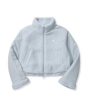 (우먼) 배색 플리스 자켓-페일 블루