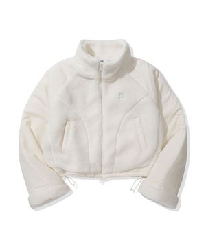 (우먼) 배색 플리스 자켓-크림