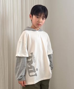 후드 레이어드 티