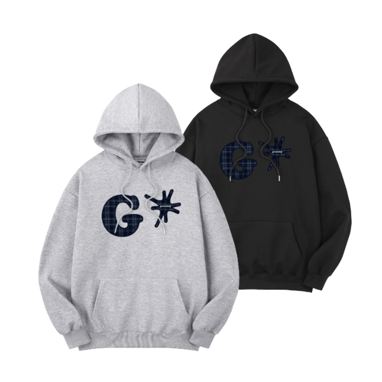 [2PACK] G로고체크 프린팅 오버핏 후드 티셔츠 H0290