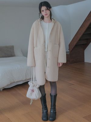 Hooded Faux Shearling Coat