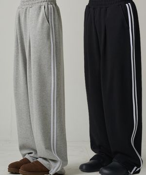 [사계절or기모_원단선택]원턱 트랙 스트링 벌룬 스웨트 팬츠
