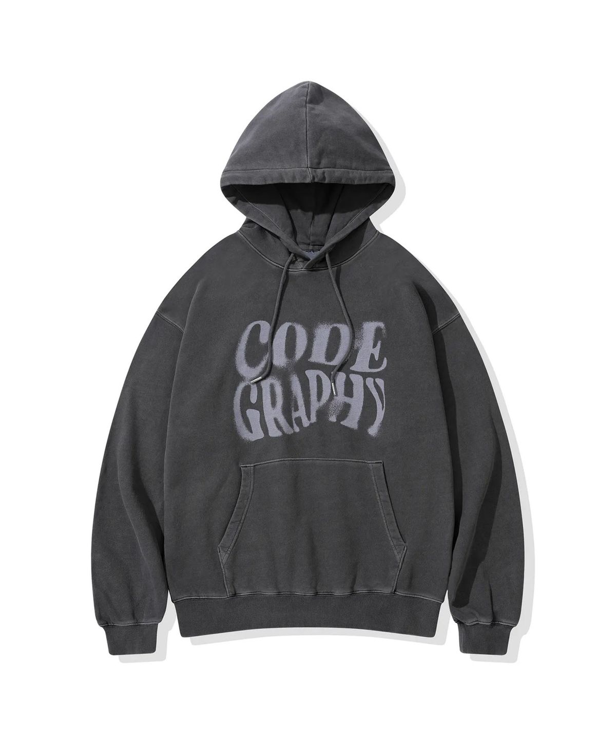 코드그라피(CGP) 피그먼트 CODEGRAPHY 웨이브 후드티_차콜