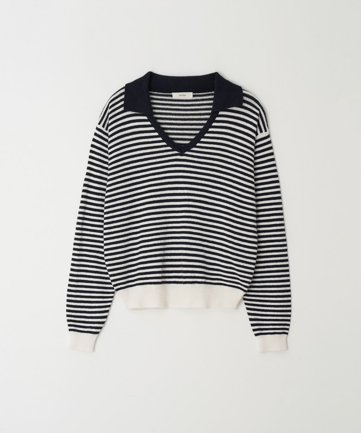 더라이(THERYE) Stripe Collar Knit(Navy)