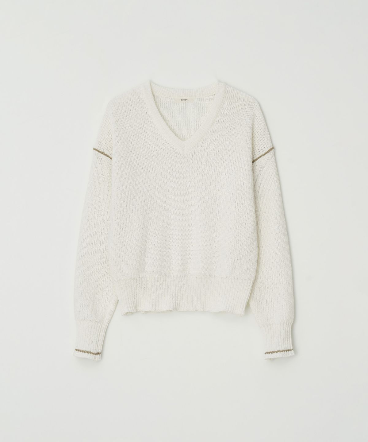 더라이(THERYE) Stitch V-neck Knit(Ivory)