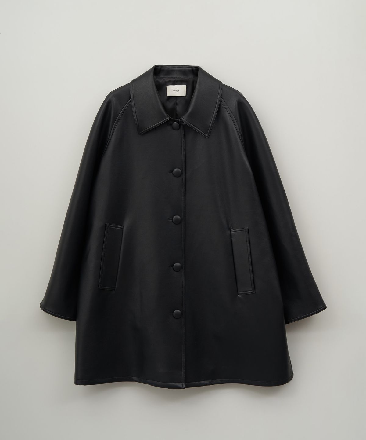 더라이(THERYE) Leather Half Trench Coat(Black)