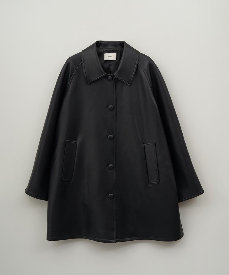 Leather Half Trench Coat(Black)