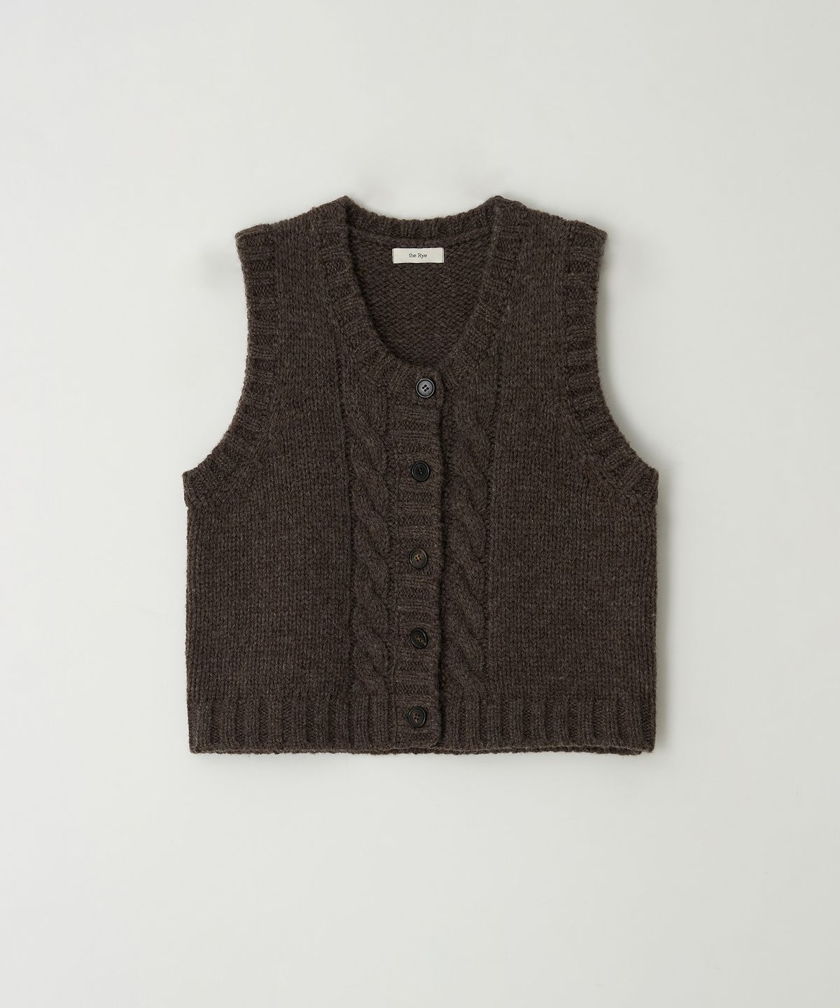 더라이(THERYE) Cable Button Vest(Brown)