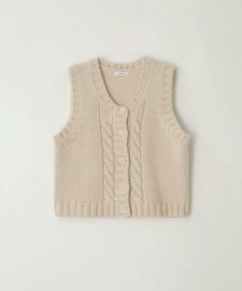 Cable Button Vest(Ivory)
