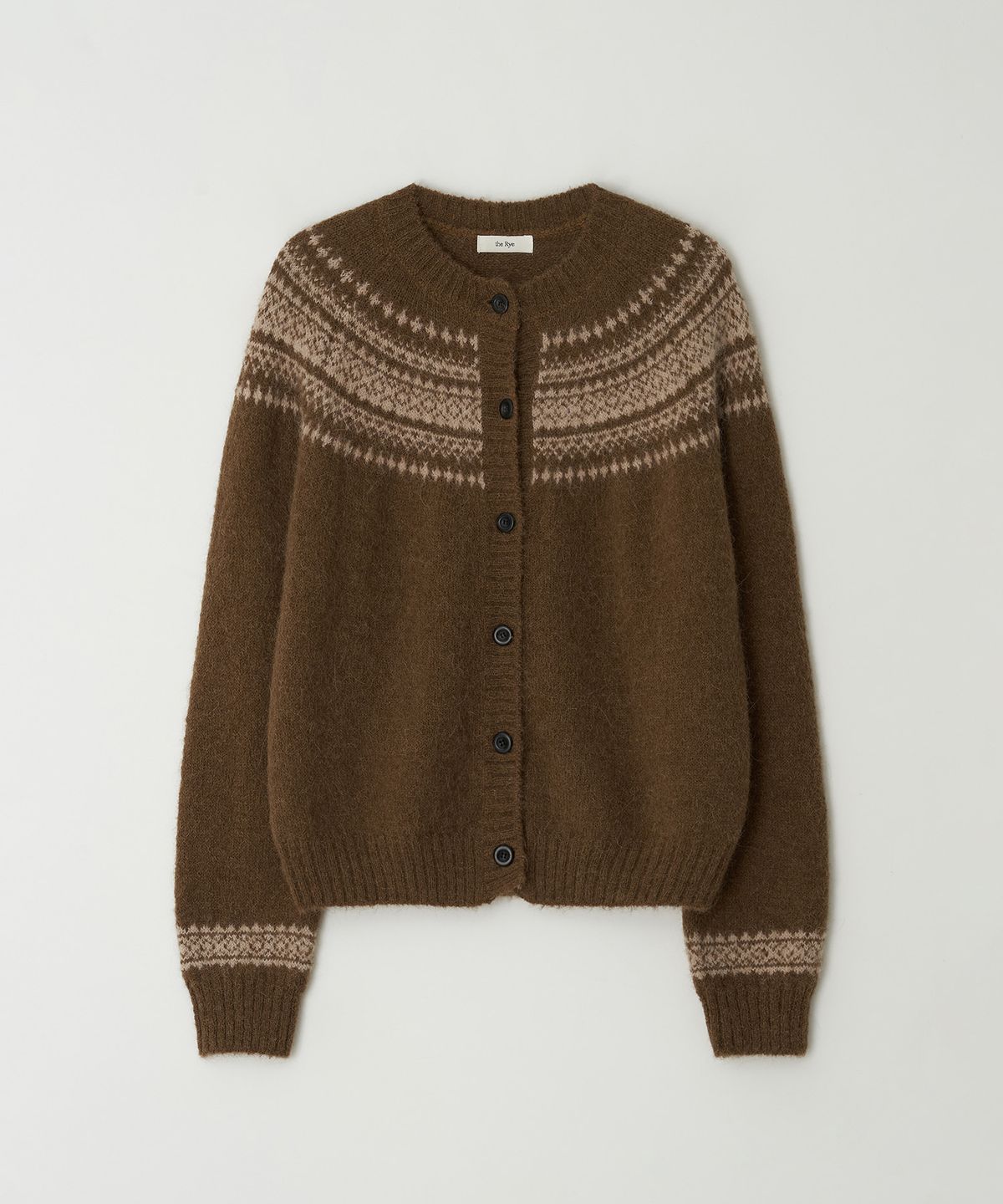 더라이(THERYE) Jacquard Round Cardigan(Camel)