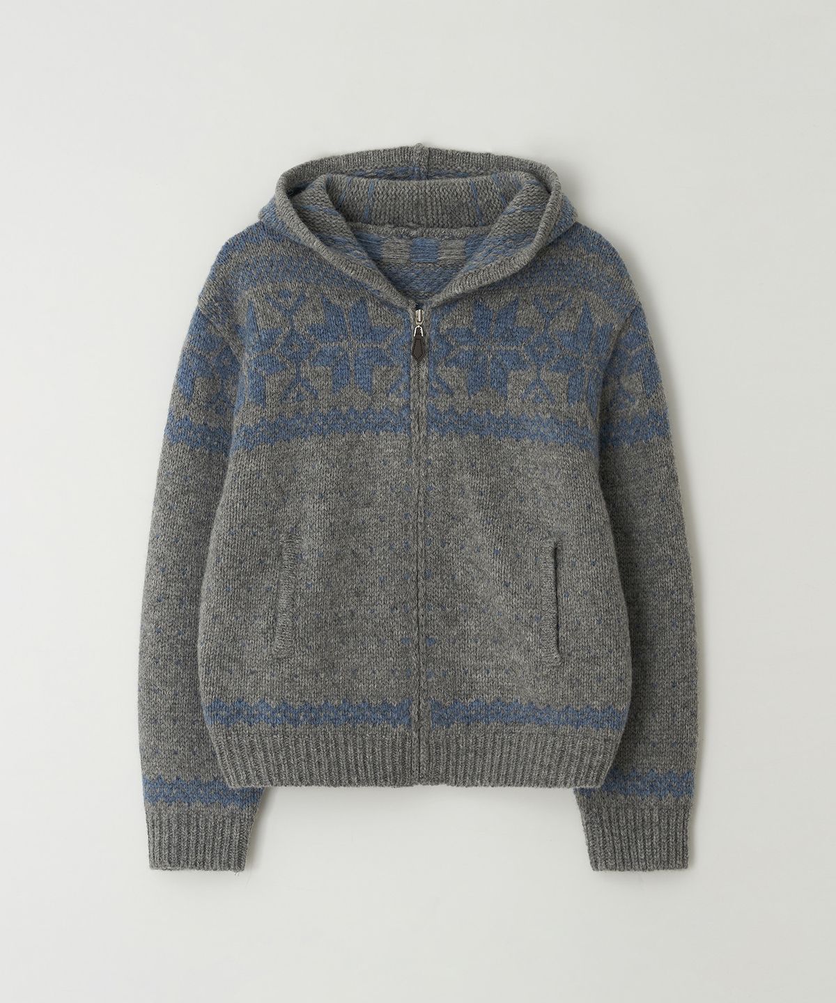 더라이(THERYE) Jacquard Hood Zip-up(Grey)