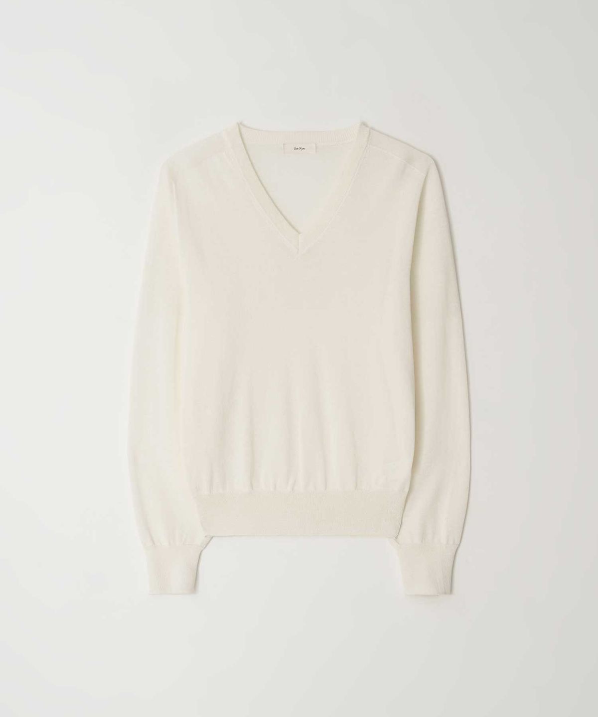 더라이(THERYE) Wholegarment Cotton V-Neck Knit(Ivory)