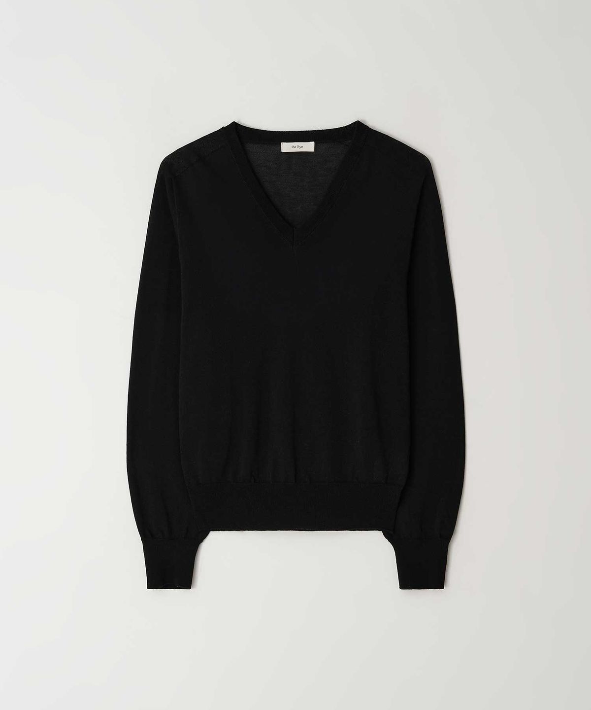 더라이(THERYE) Wholegarment Cotton V-Neck Knit(Black)