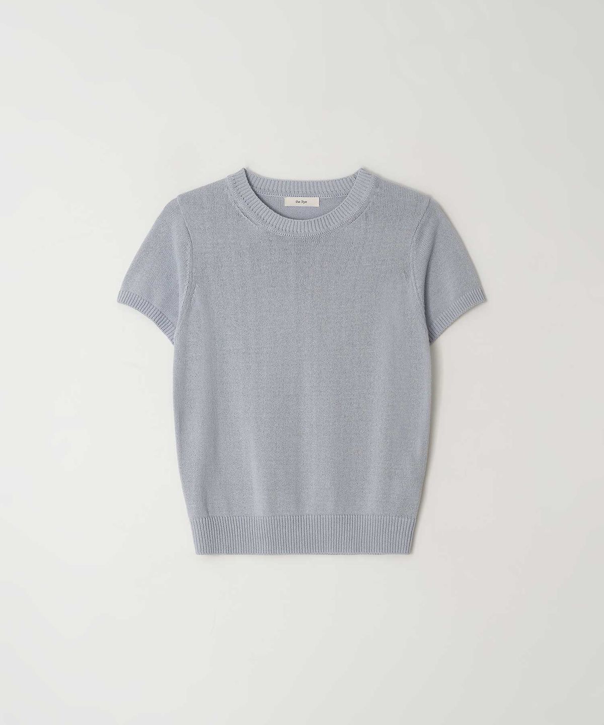 더라이(THERYE) Cotton Half Sleeve Knit(Light Blue)