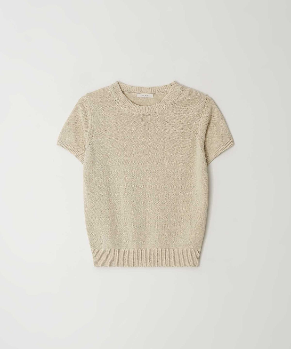 더라이(THERYE) Cotton Half Sleeve Knit(Light Beige)