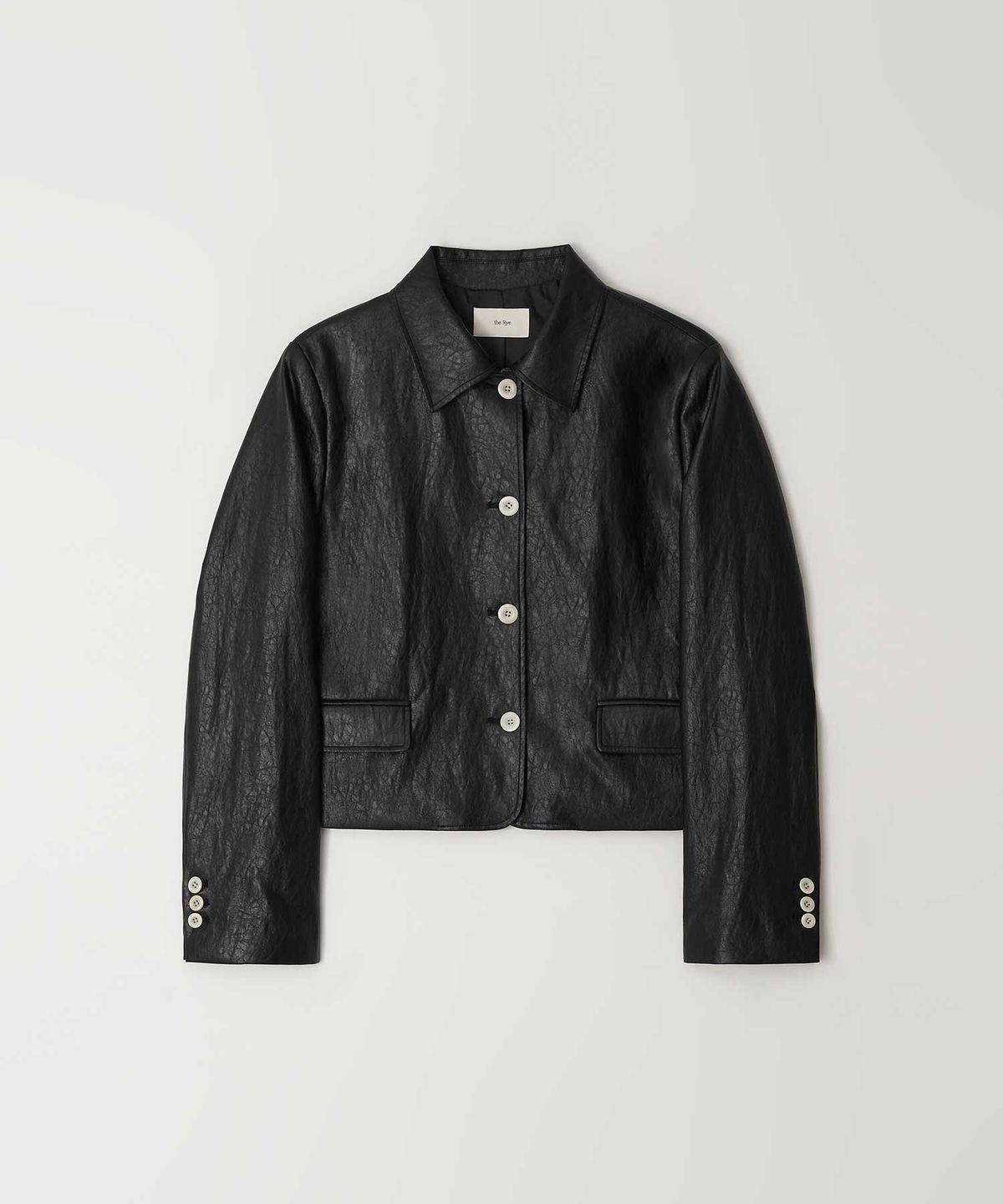 더라이(THERYE) Collar Leather Jacket(Black)