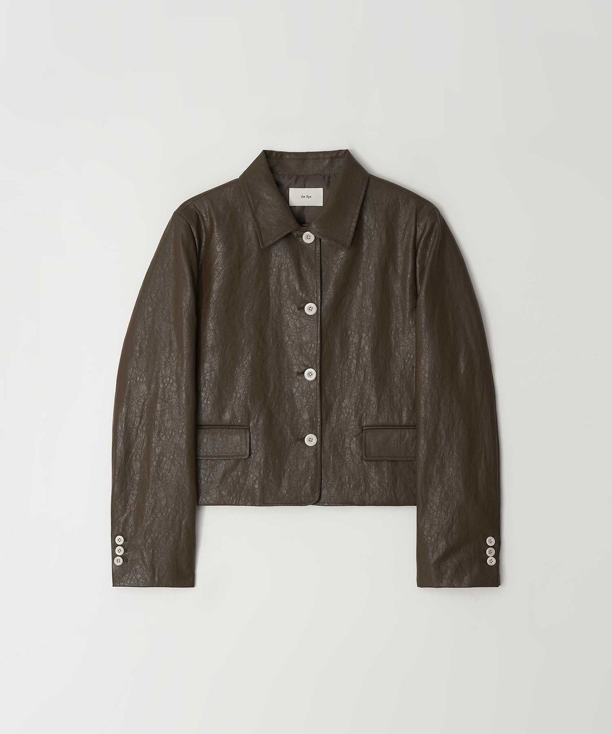 더라이(THERYE) Collar Leather Jacket(Brown)