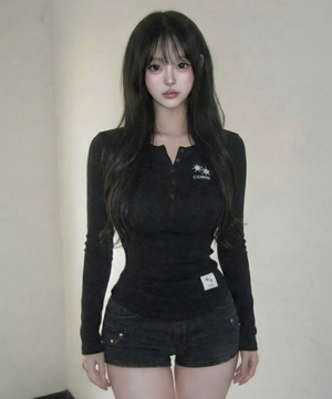 아리나 버튼 긴팔 티 (4컬러)