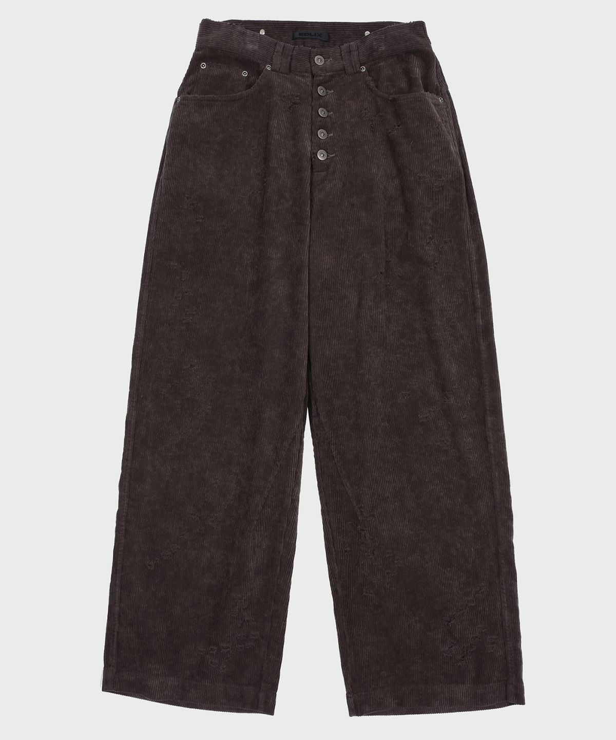 엔드릭스(EDLIX) SMUDGE HOLE CORDUROY PANTS (BROWN)